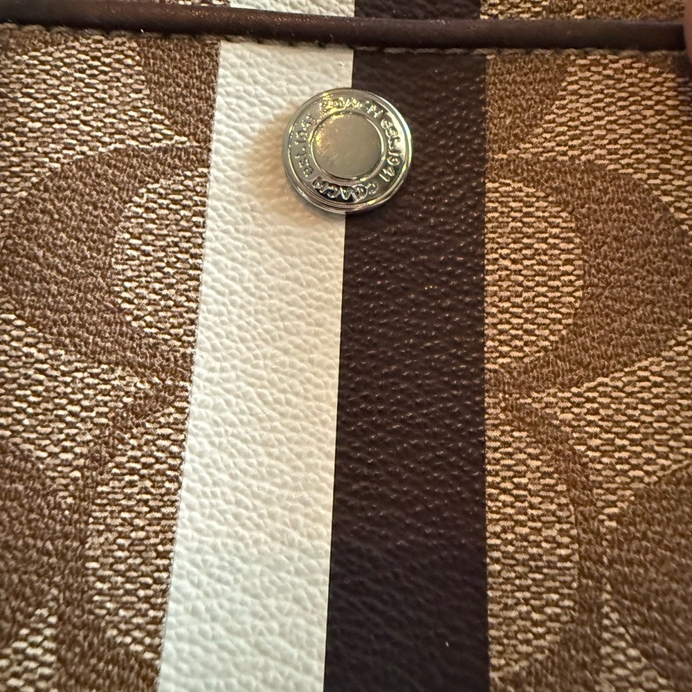 Coach Brown Signature Stripe Crossbody Phone Case - Picture 3 of 10